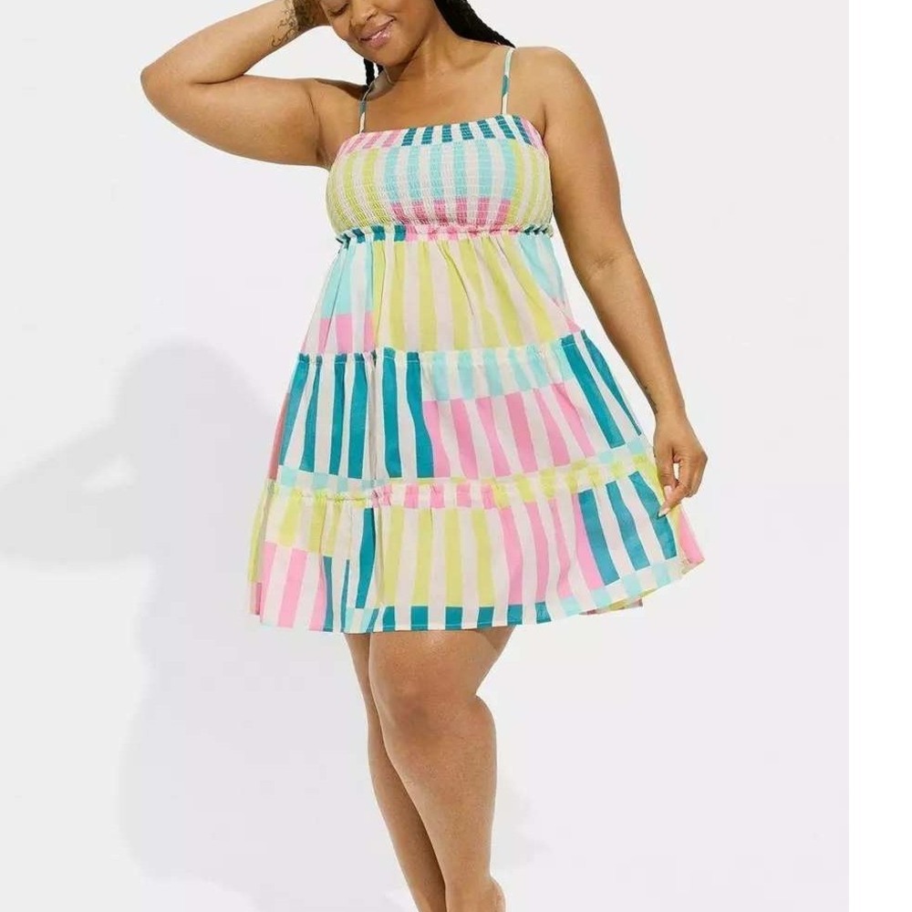 Torrid Plus 1X Mini Cotton Voile Trapeze Cover-Up Dress Summer Vacation Cruise